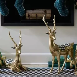 MacKenzie-Childs Emerald Luxe Resting Gold Deer< Room Accents
