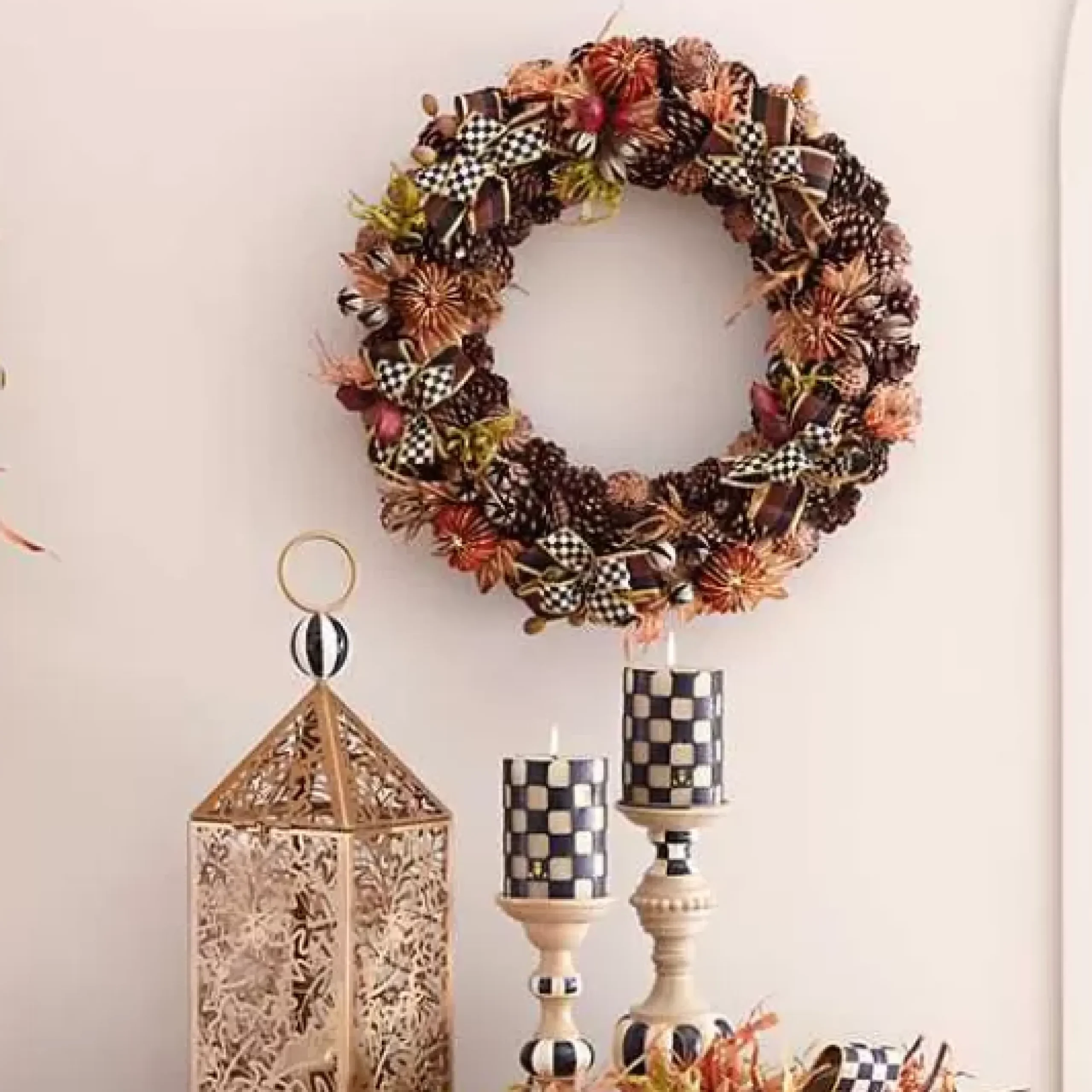 MacKenzie-Childs Fall On The Farm Pinecone Wreath< The Fall Shop|Greenery & Florals