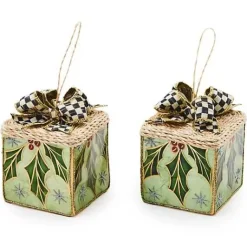 MacKenzie-Childs Farmhouse Capiz Gift Box Ornaments, Set of 2< Holiday