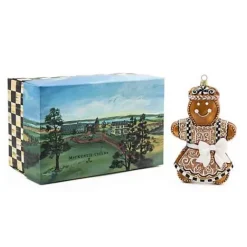 MacKenzie-Childs Farmhouse Gingerbread Girl Glass Ornament< Holiday