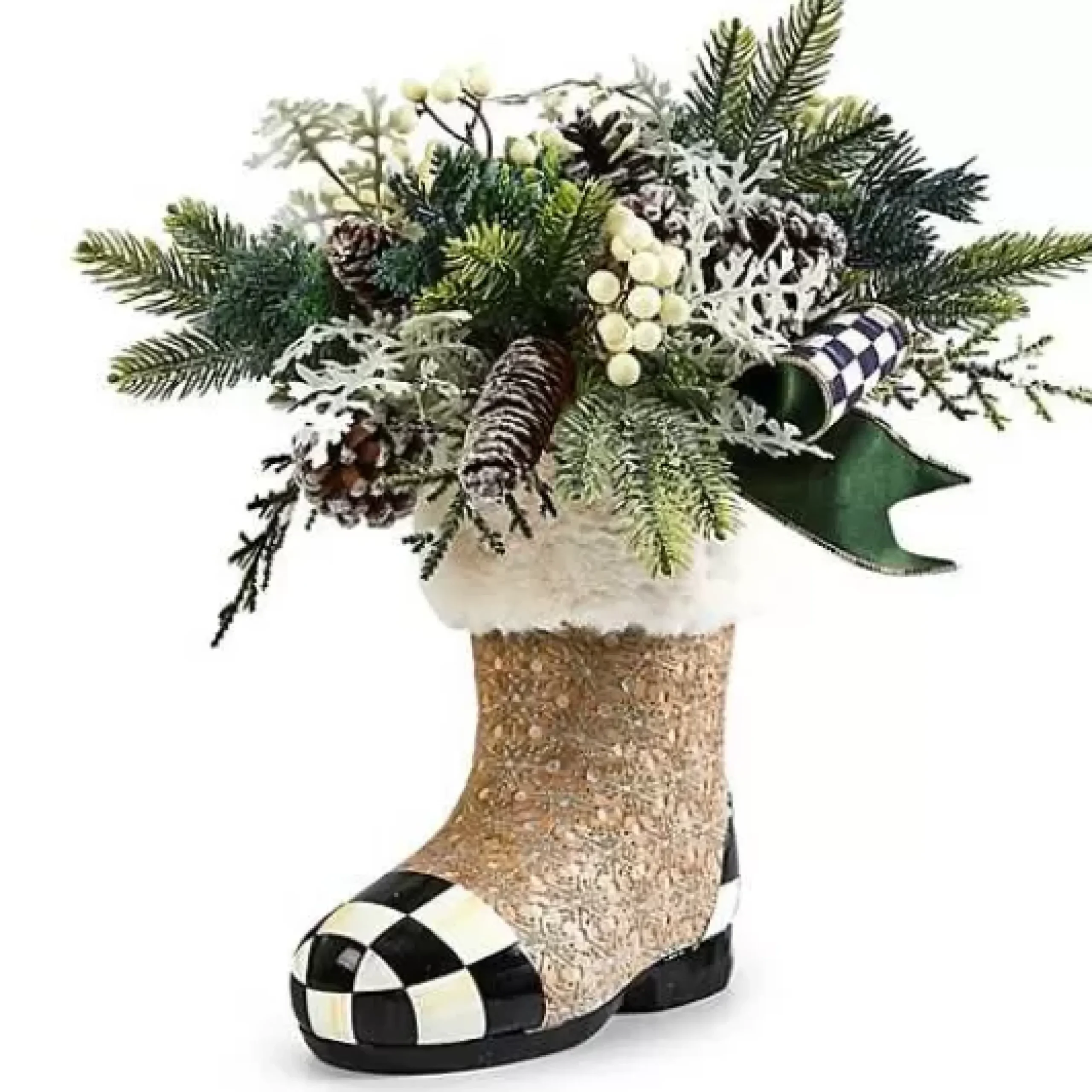 MacKenzie-Childs Farmhouse Holiday Boot Arrangement< Greenery & Florals