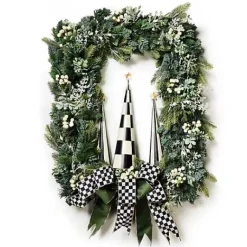 MacKenzie-Childs Farmhouse Holiday Illuminated Rectangle Wreath< Greenery & Florals|Outdoor