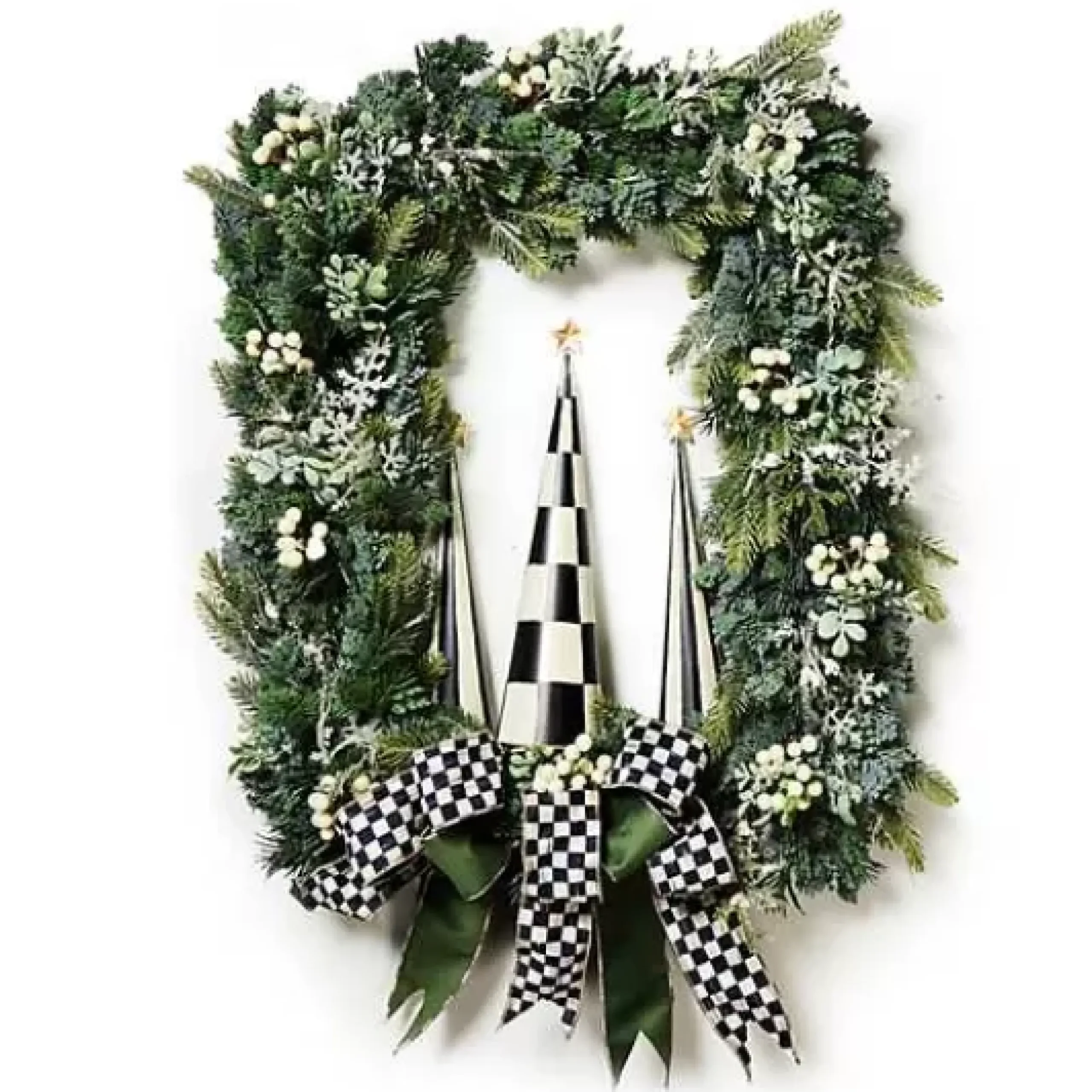 MacKenzie-Childs Farmhouse Holiday Illuminated Rectangle Wreath< Greenery & Florals|Outdoor
