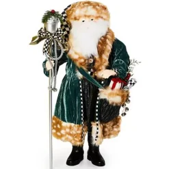 MacKenzie-Childs Farmhouse Holiday Santa with Staff< Holiday|Room Accents