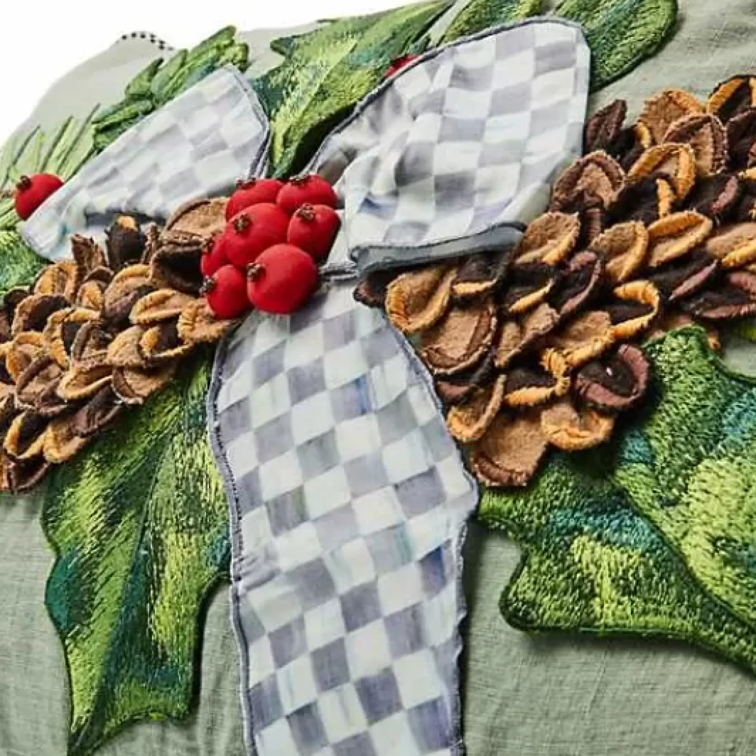 MacKenzie-Childs Farmhouse Holly Holiday Lumbar Pillow< Pillows, Throws, & Cushions