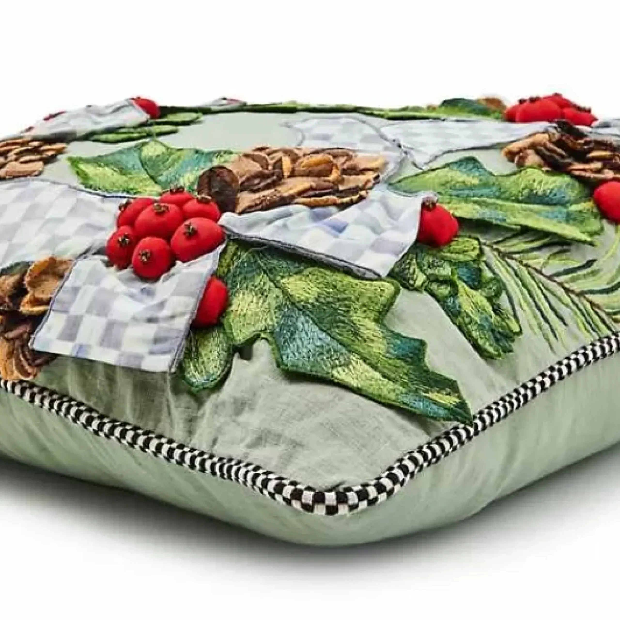 MacKenzie-Childs Farmhouse Holly Holiday Throw Pillow< Pillows, Throws, & Cushions