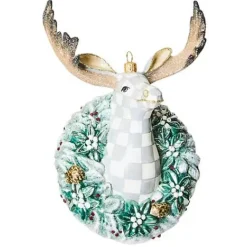 MacKenzie-Childs Farmhouse Moose Glass Ornament< Holiday