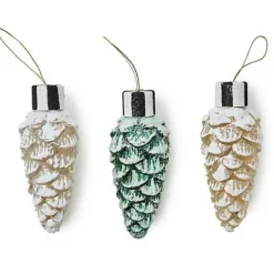 MacKenzie-Childs Farmhouse Pinecone Glass Ornaments, Set of 3< Holiday