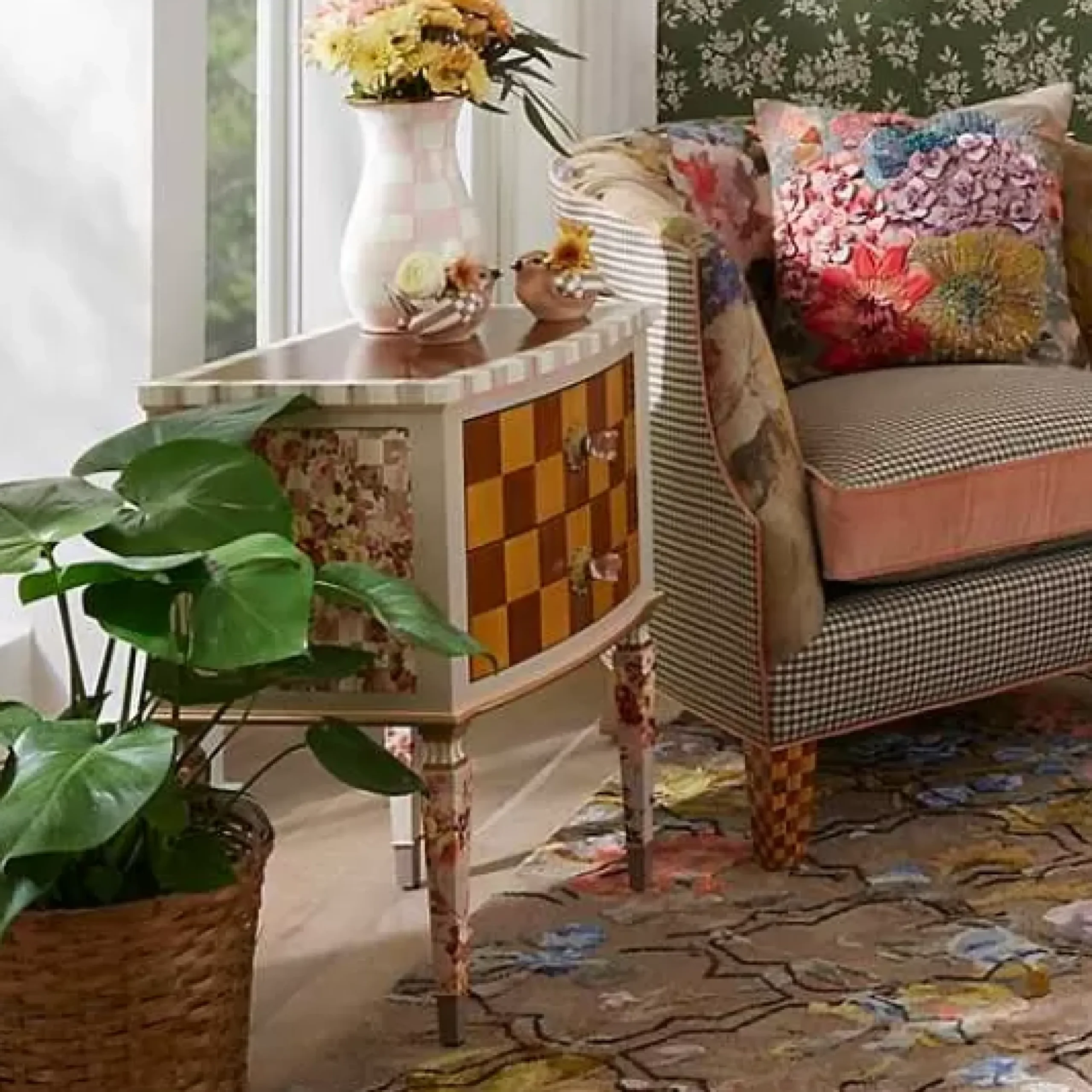 MacKenzie-Childs Field Study Check Accent Chest< Storage Furniture|Living Room