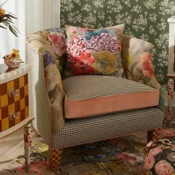 MacKenzie-Childs Field Study Floral  Gingham Accent Chair< Living Room
