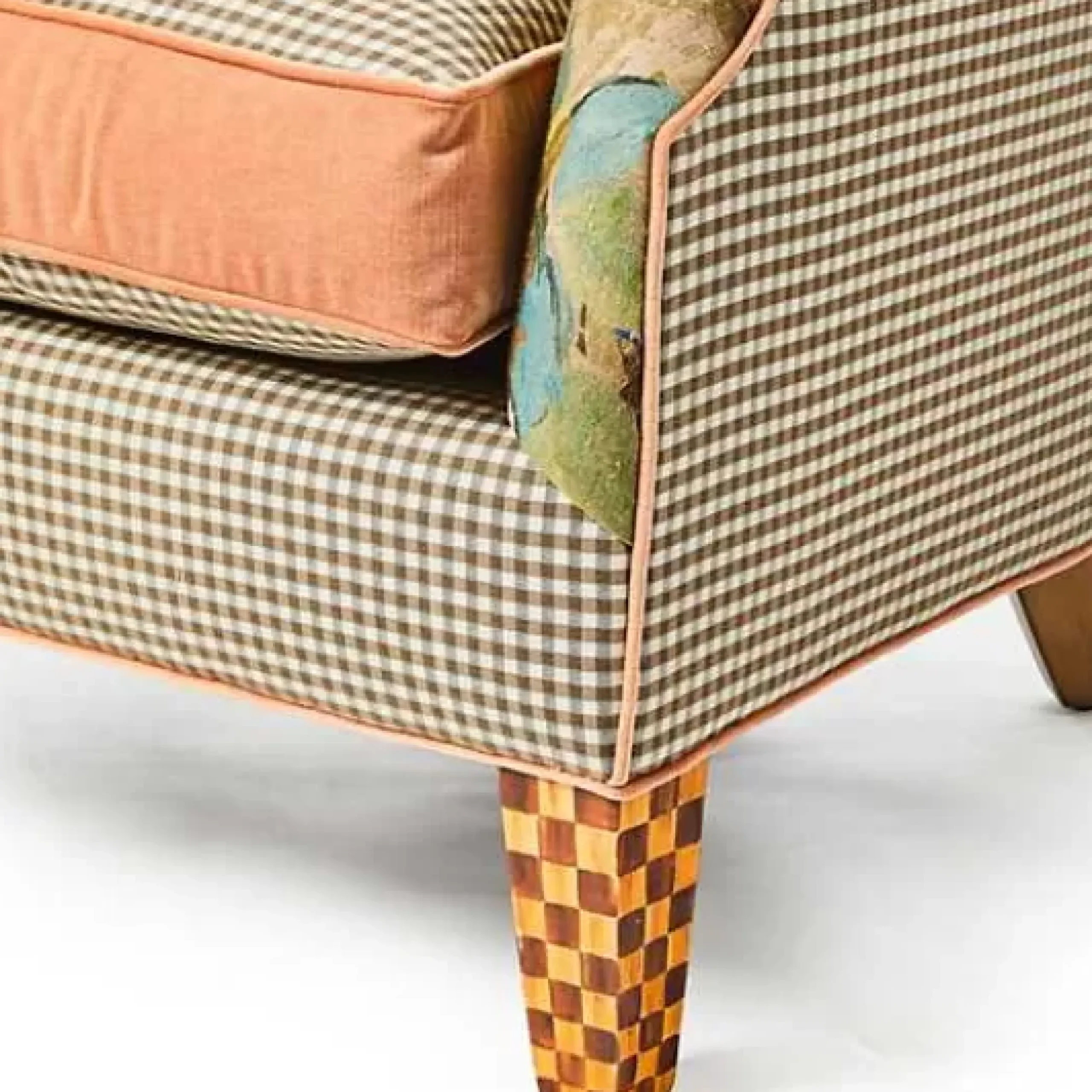 MacKenzie-Childs Field Study Floral Gingham Accent Chair< Living Room
