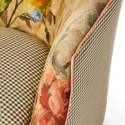 MacKenzie-Childs Field Study Floral Gingham Accent Chair< Living Room