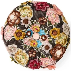 MacKenzie-Childs Field Study Floral Tufted Footstool< Living Room