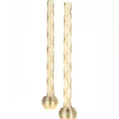 MacKenzie-Childs Fishnet Gold Dinner Candles, Set of 2< Candles & Fragrances|Table Accessories