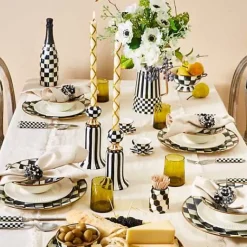 MacKenzie-Childs Fishnet Gold Dinner Candles, Set of 2< Candles & Fragrances|Table Accessories