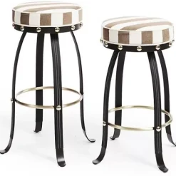 MacKenzie-Childs Flatiron Brown Stripe Counter Stool< Dining Room & Kitchen