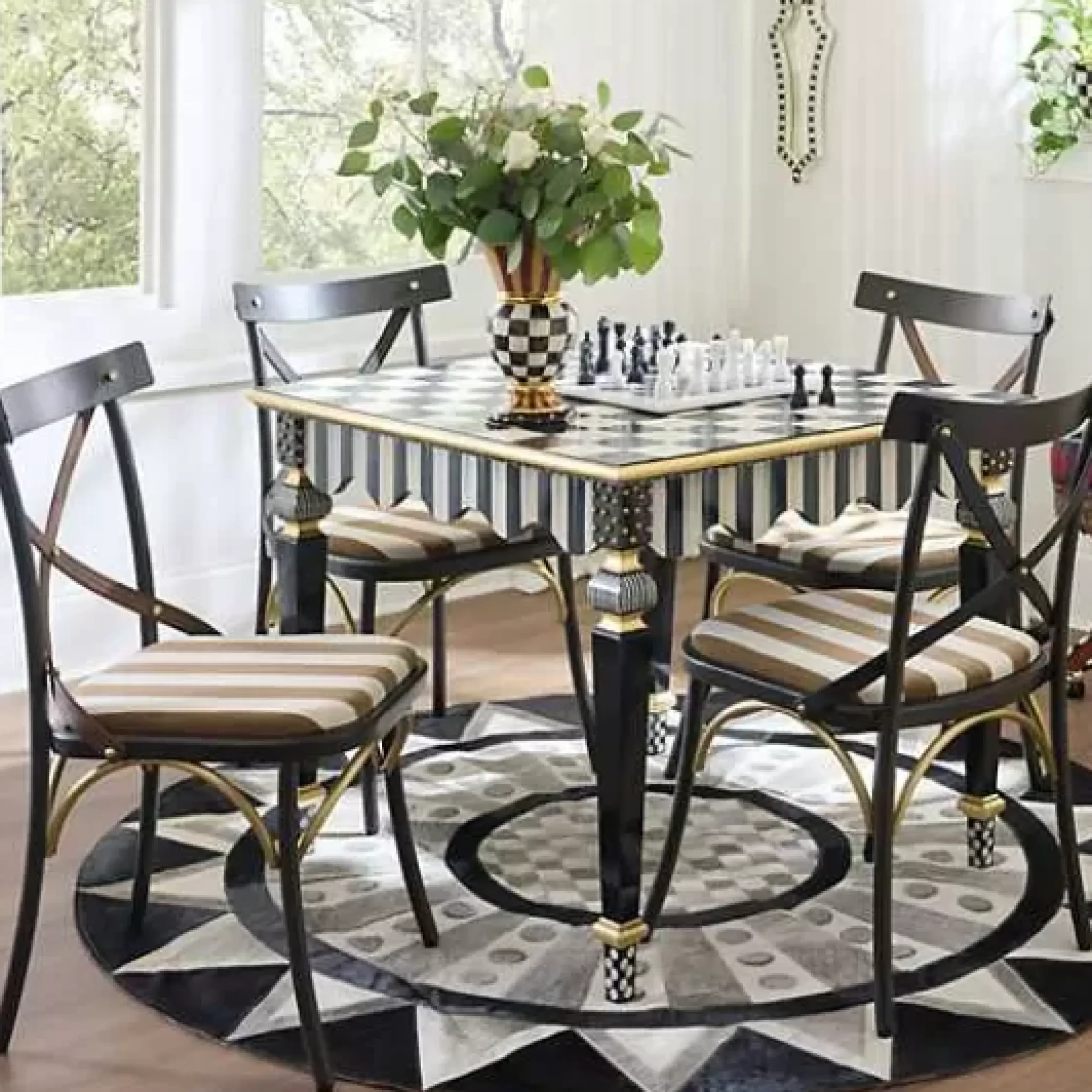 MacKenzie-Childs Flatiron Brown Stripe Dining Chair< Dining Room & Kitchen