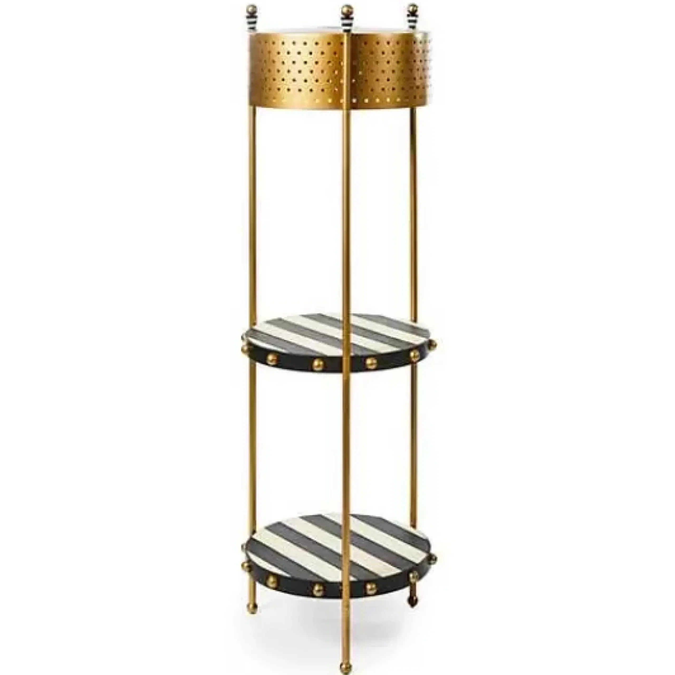 MacKenzie-Childs Flatiron Leather Stripe Shelf Floor Lamp< Lighting