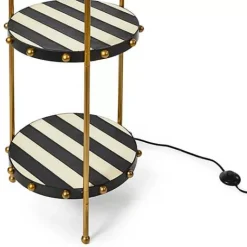 MacKenzie-Childs Flatiron Leather Stripe Shelf Floor Lamp< Lighting
