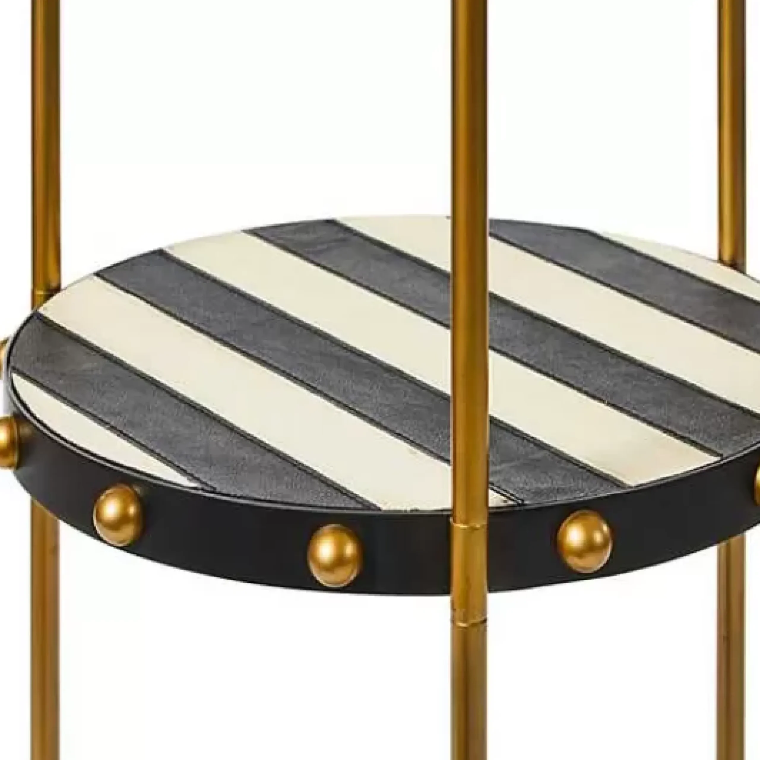 MacKenzie-Childs Flatiron Leather Stripe Shelf Floor Lamp< Lighting