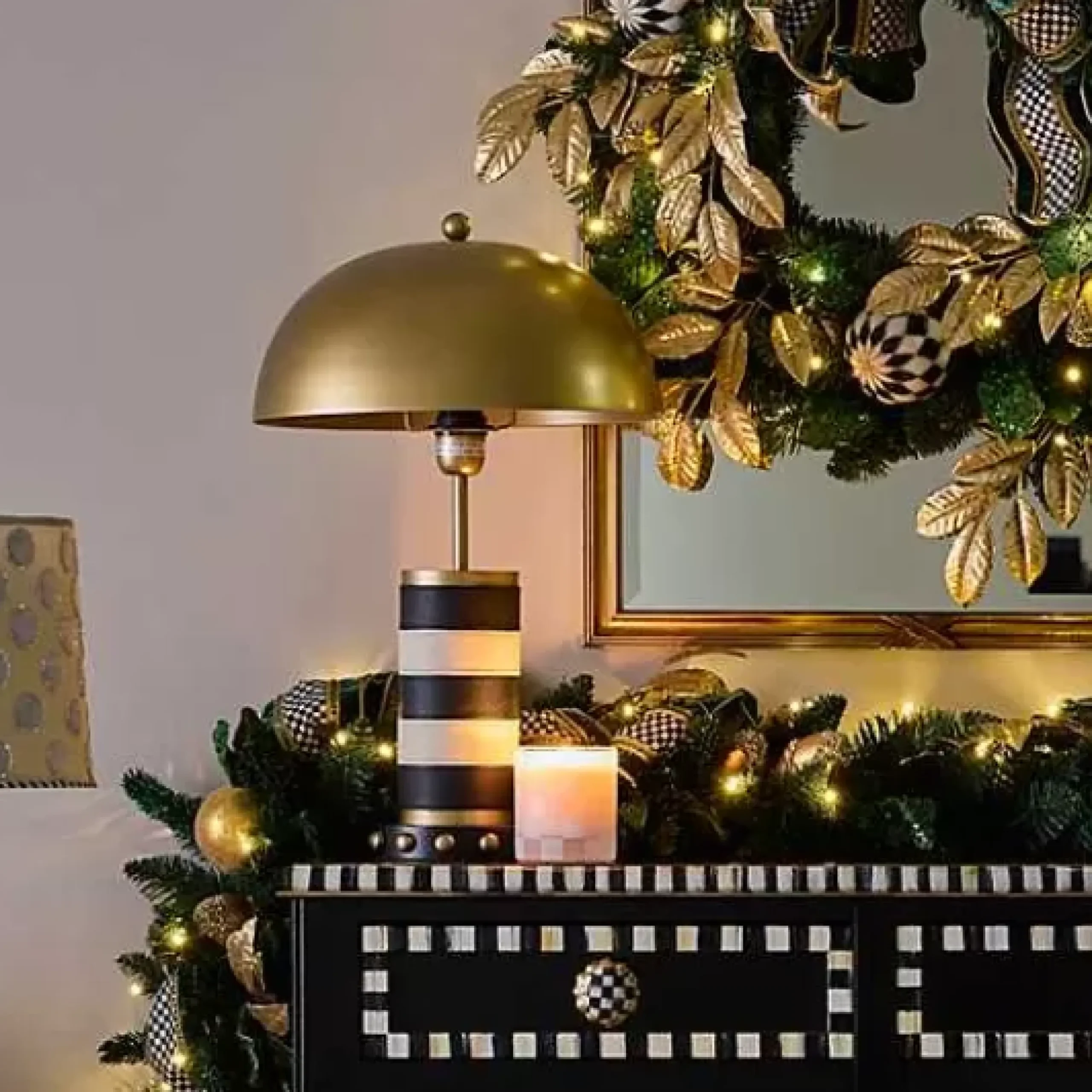 MacKenzie-Childs Flatiron Leather Stripe Table Lamp< Lighting