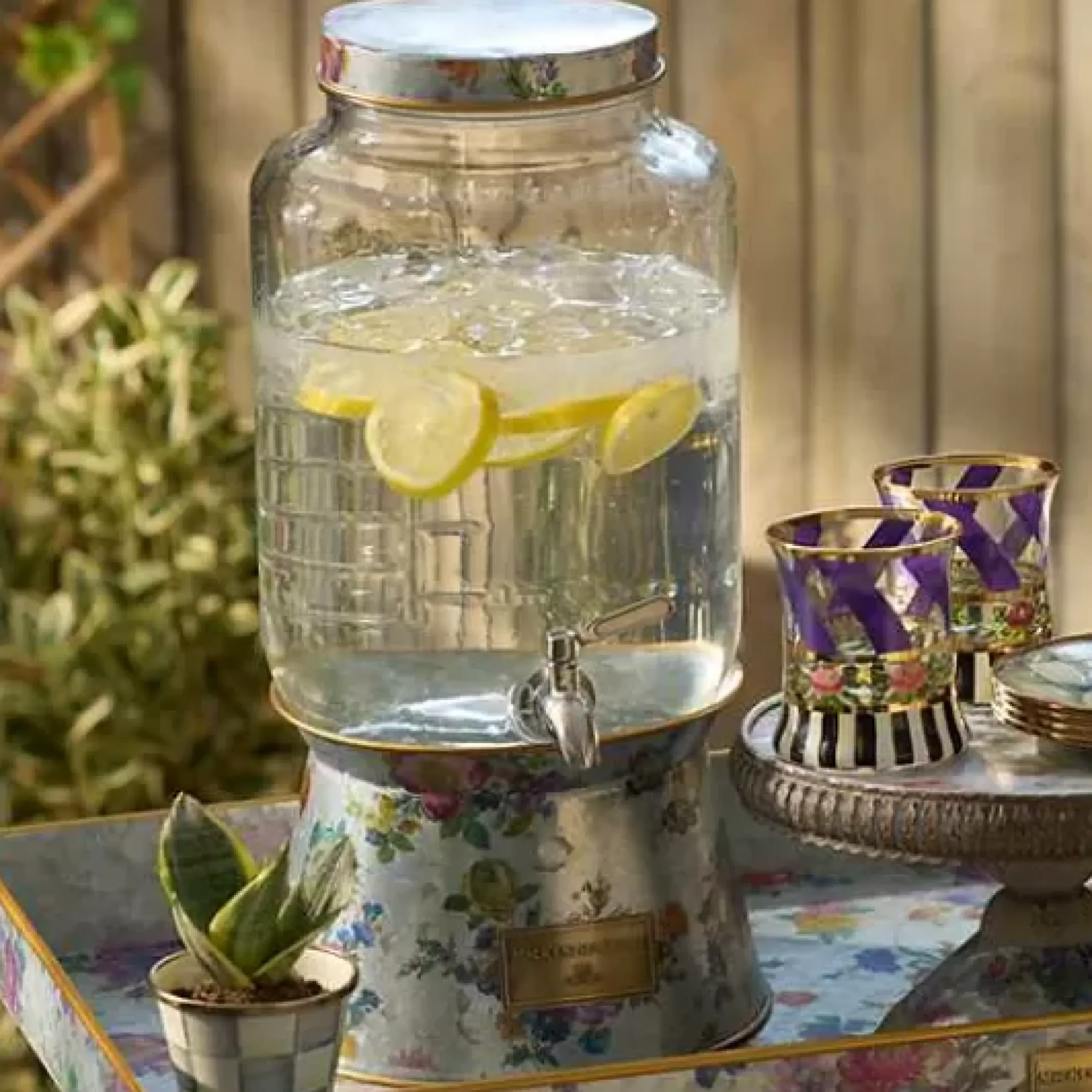 MacKenzie-Childs Flower Market Galvanized Beverage Dispenser< Spring|Drinkware
