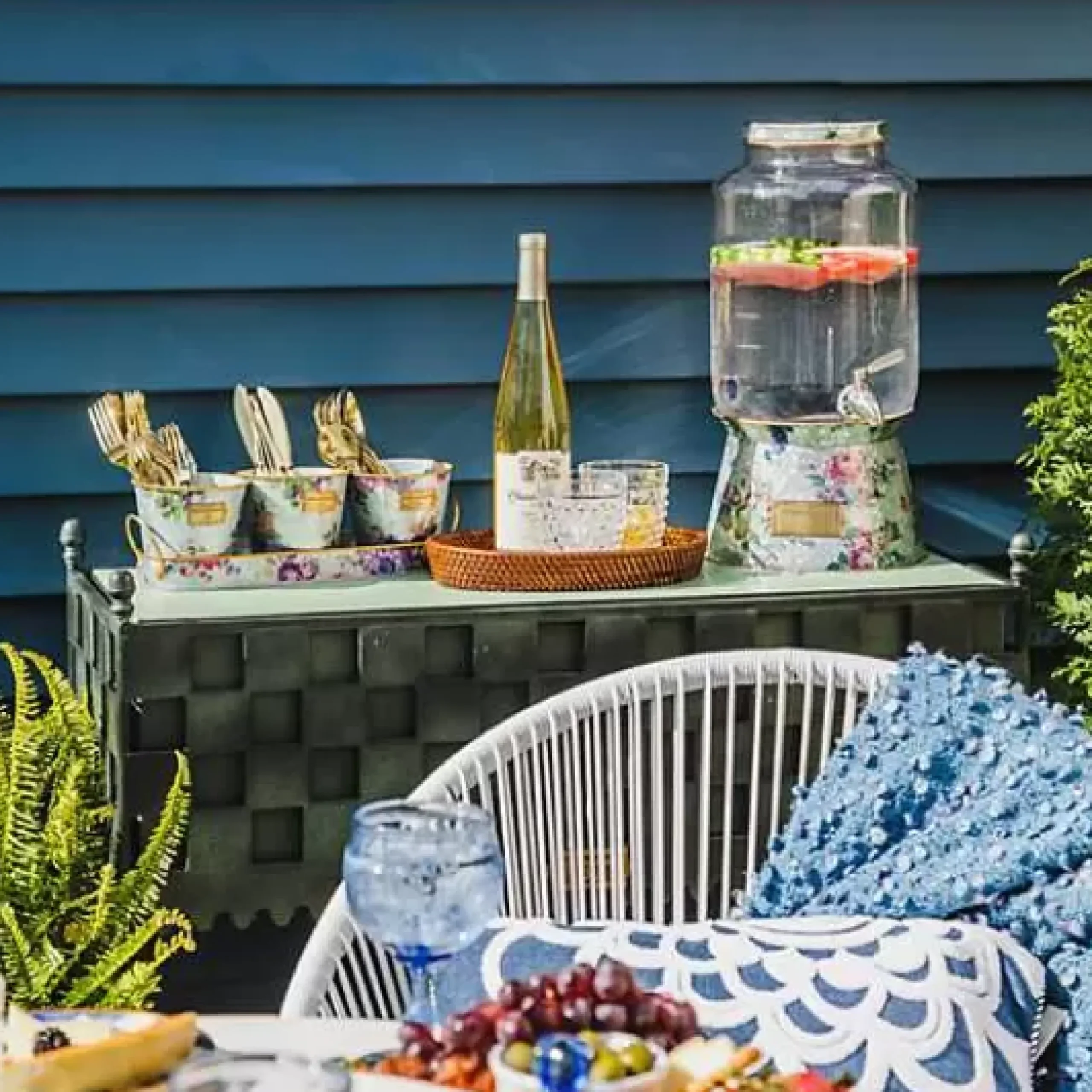 MacKenzie-Childs Flower Market Galvanized Herb Pots with Tray, Set of 3< Spring|Outdoor