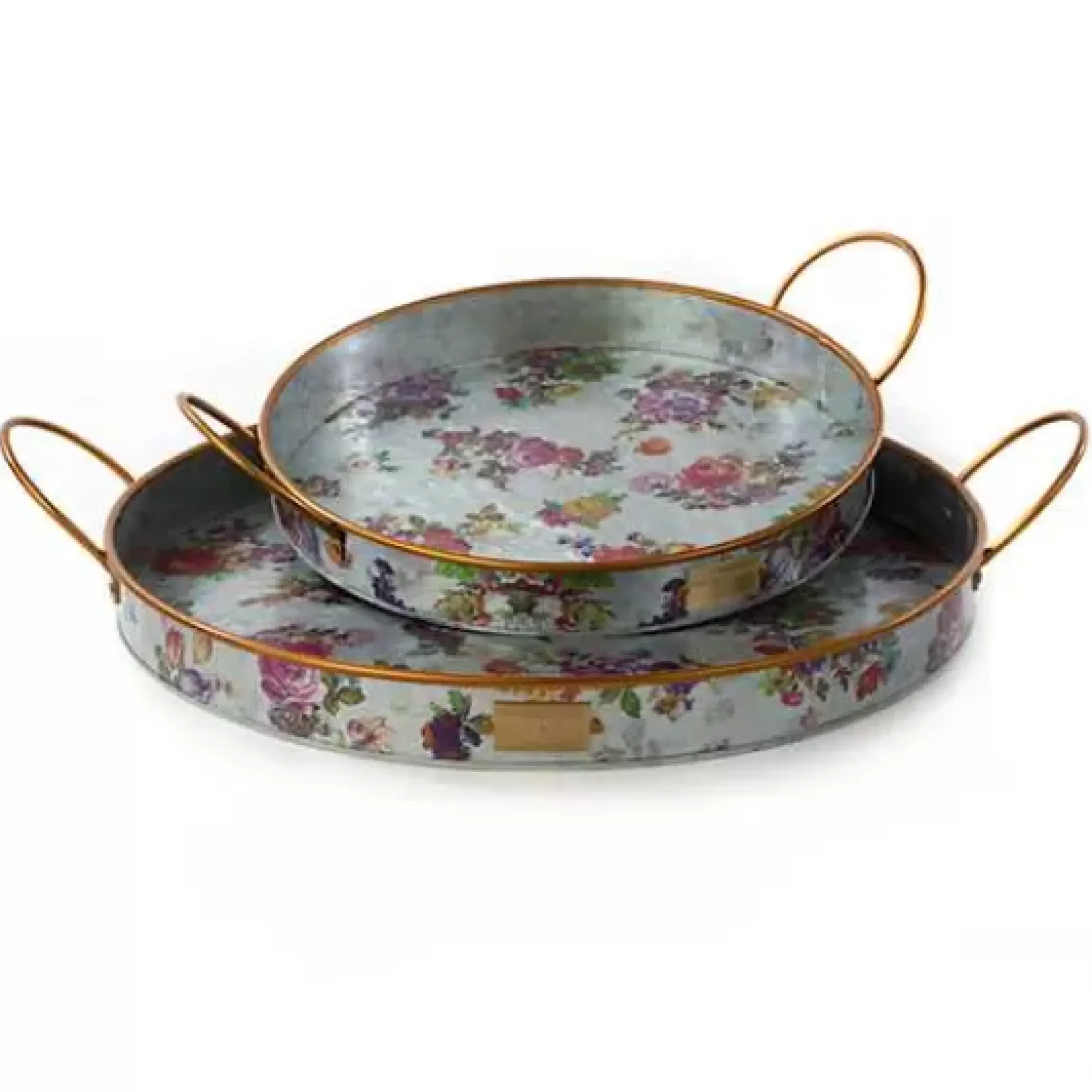 MacKenzie-Childs Flower Market Galvanized Serving Trays, Set of 2< Outdoor|Bar Entertaining