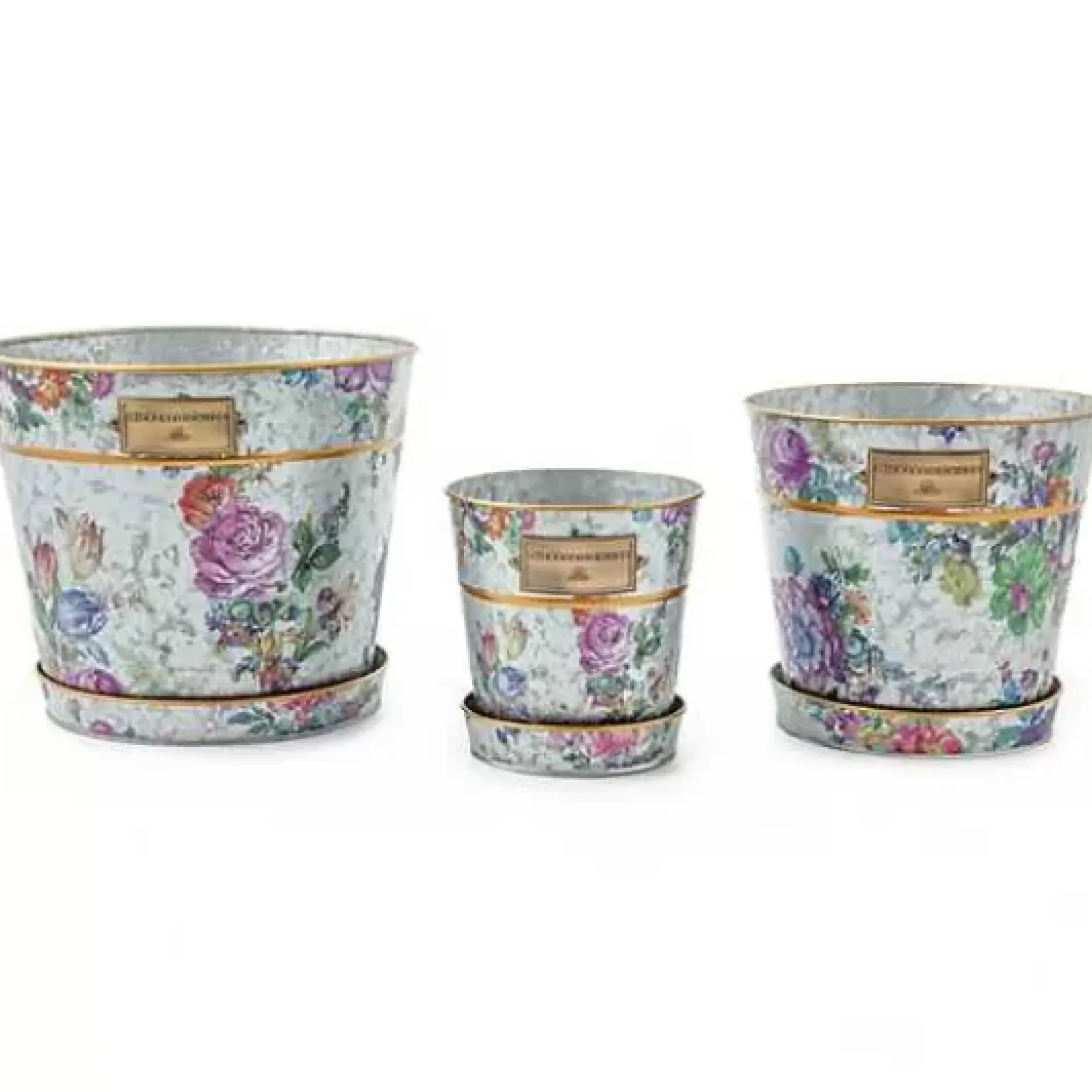 MacKenzie-Childs Flower Market Pots Saucers, Set of 3< Spring|Greenery & Florals
