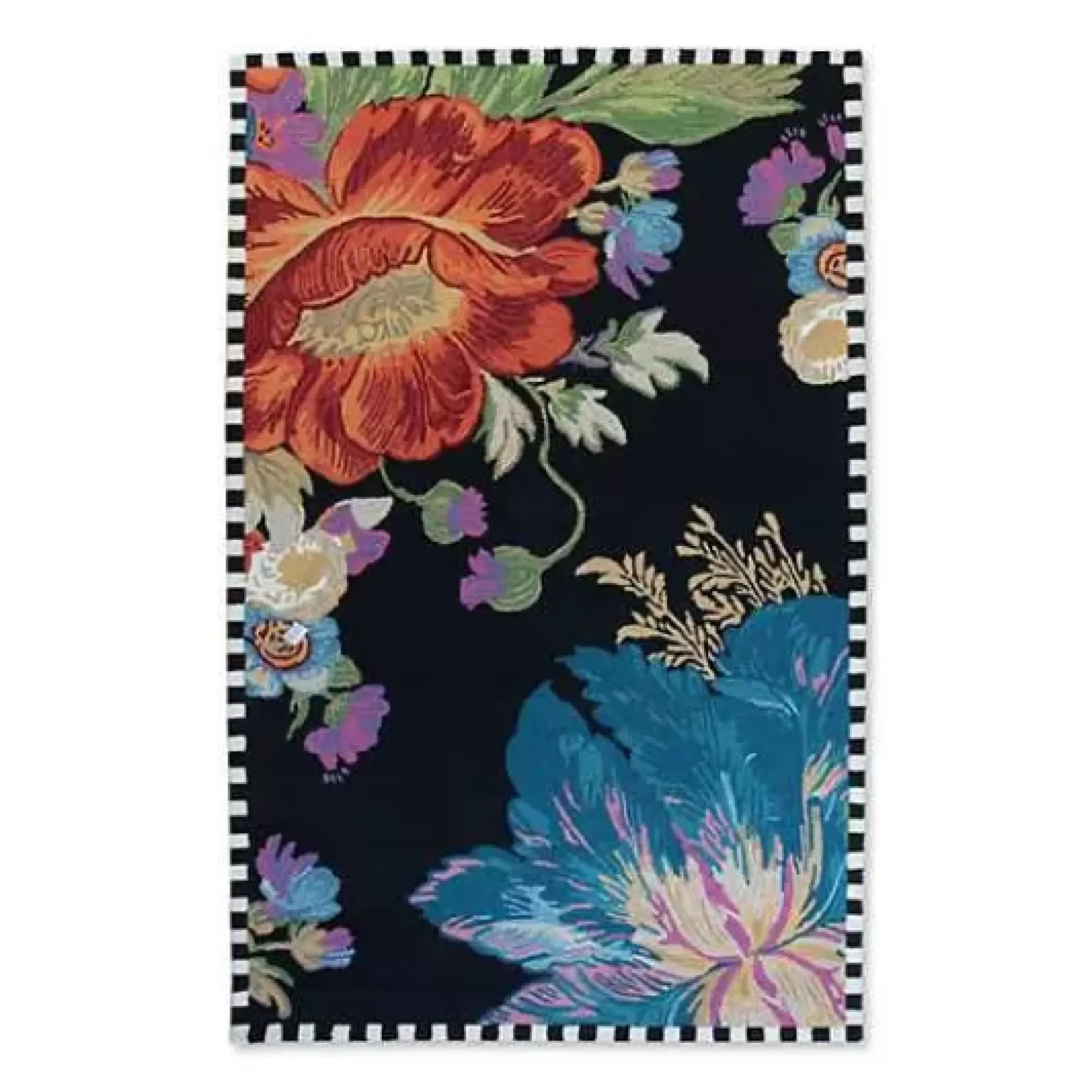 MacKenzie-Childs Flower Market Reflections Black 5' x 8' Rug< Rugs