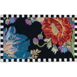 MacKenzie-Childs Flower Market Reflections Black 2'3 x 3'9 Rug< Rugs