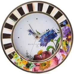 MacKenzie-Childs Flower Market Silver Plated Round Desk Clock< Room Accents