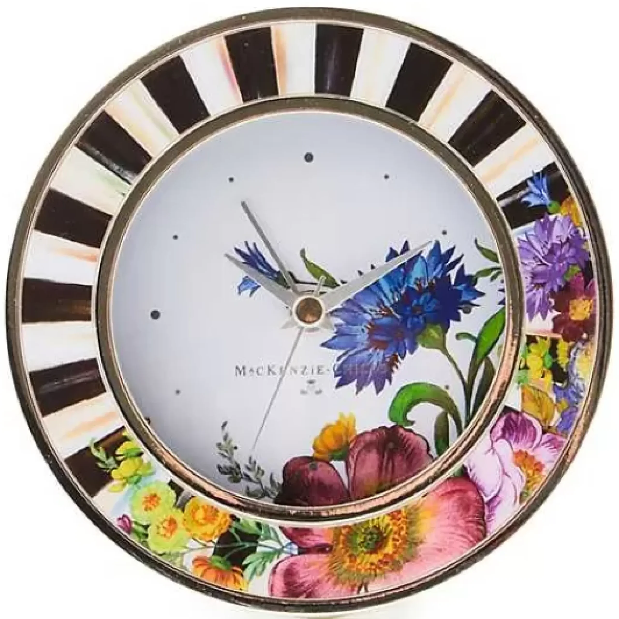 MacKenzie-Childs Flower Market Silver Plated Round Desk Clock< Room Accents