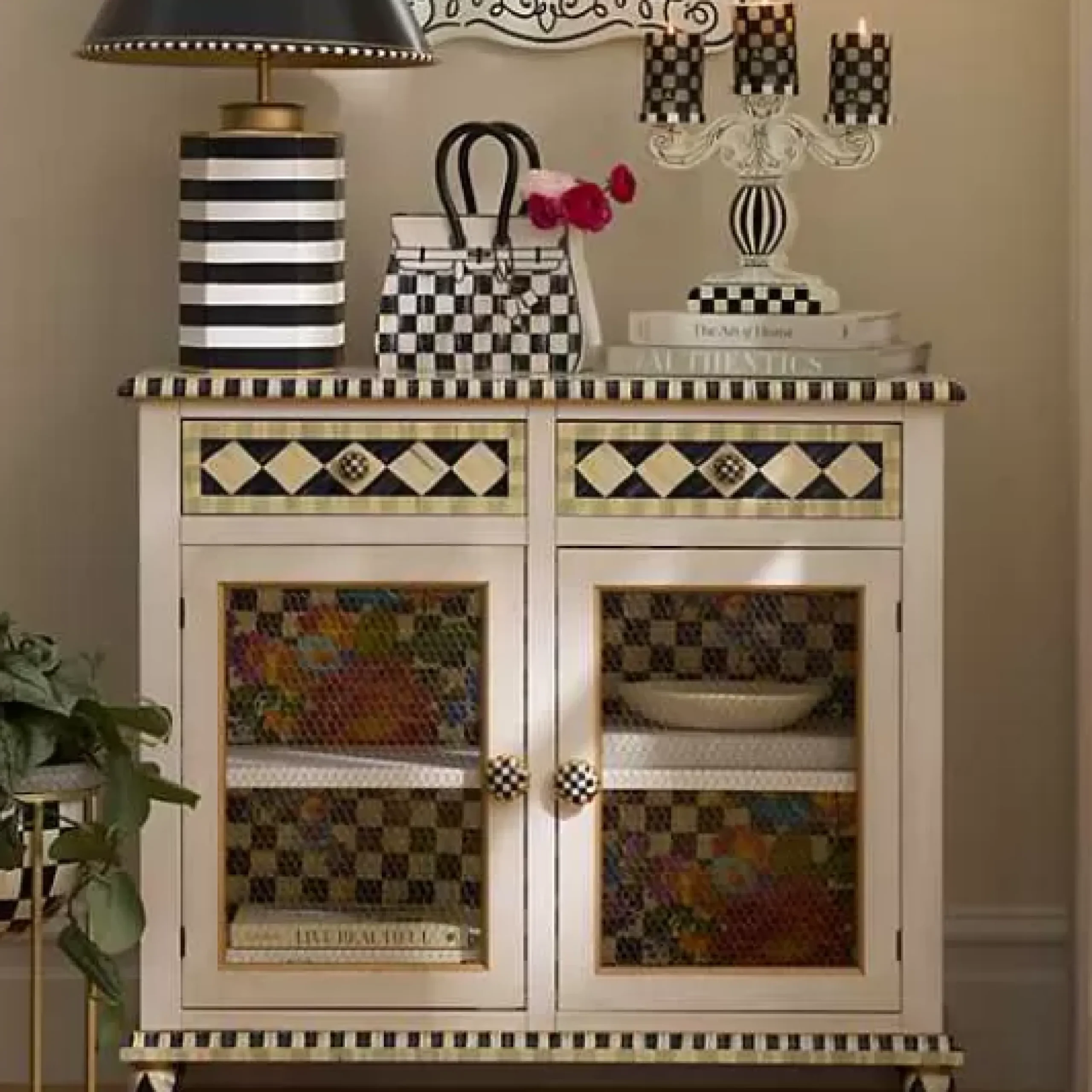 MacKenzie-Childs Flower Market Small Cabinet< Living Room