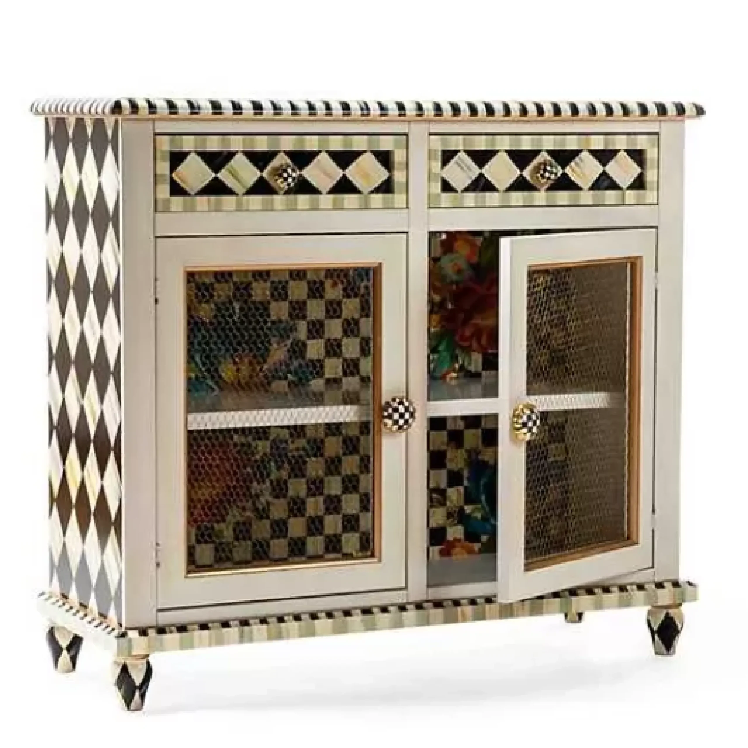 MacKenzie-Childs Flower Market Small Cabinet< Living Room