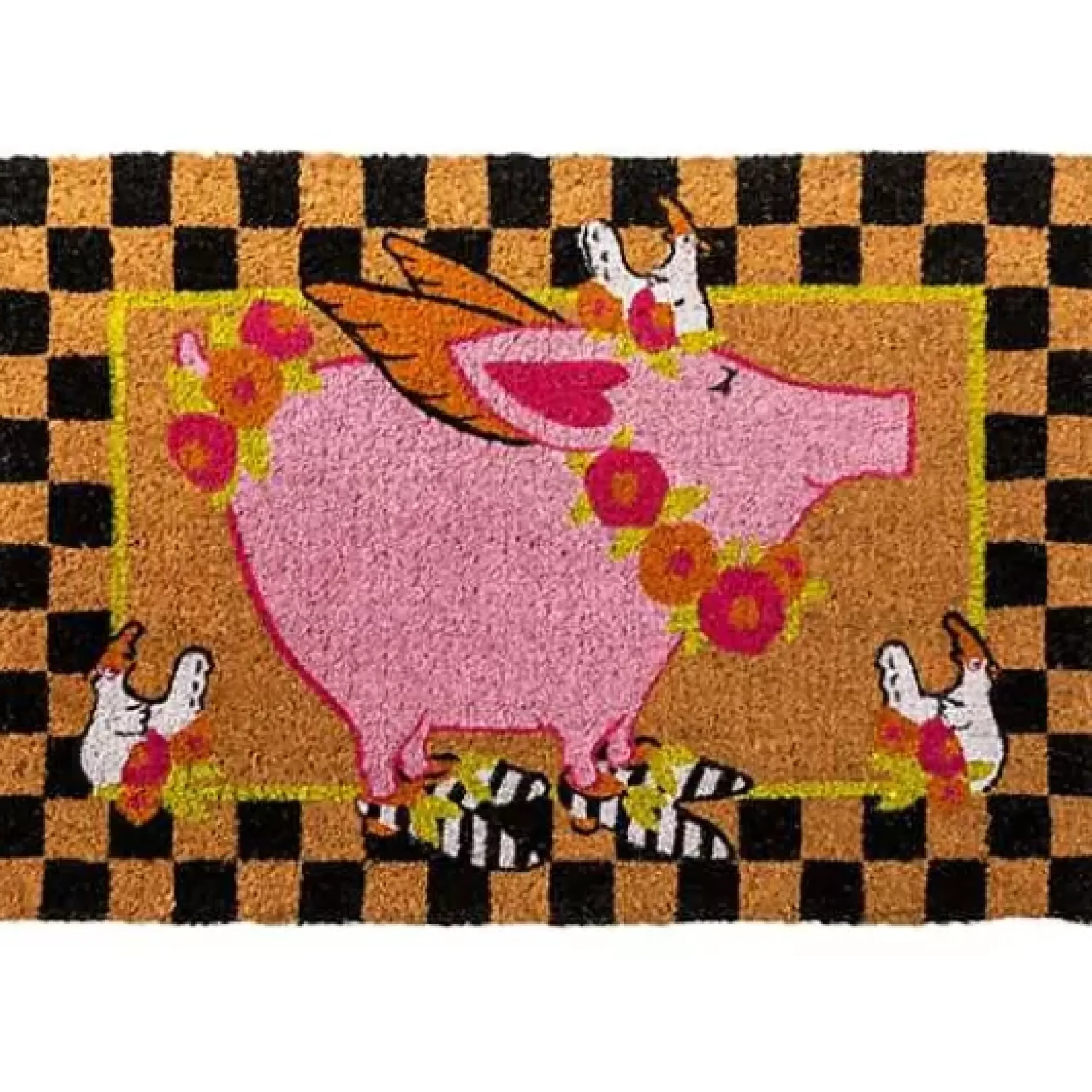 MacKenzie-Childs Flying Pig Entrance Mat< Outdoor|Rugs