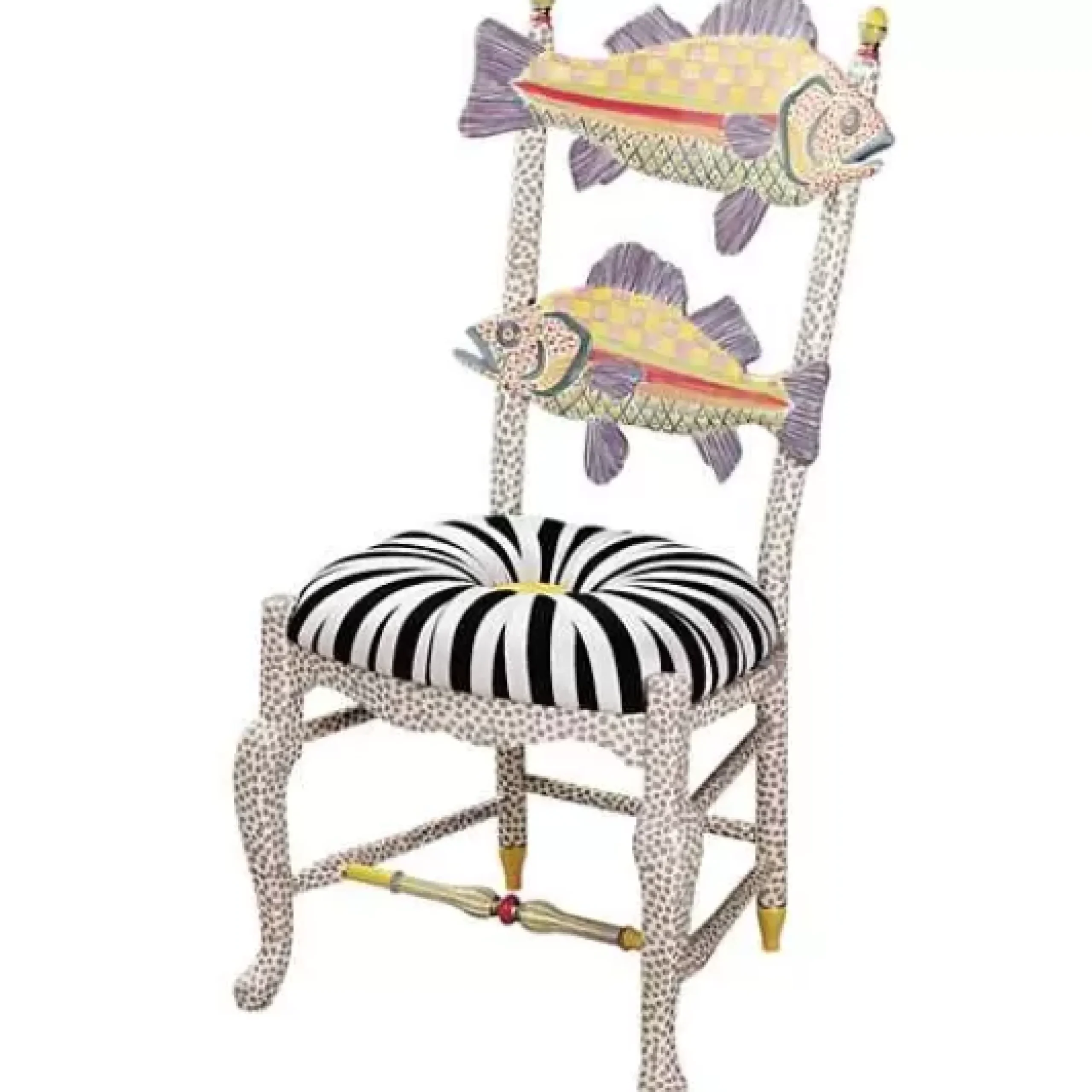 MacKenzie-Childs Freckle Fish Chair - Black White Seat< Dining Room & Kitchen
