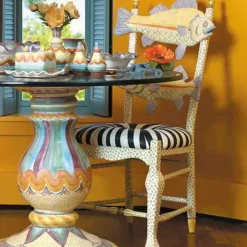 MacKenzie-Childs Freckle Fish Chair - Black  White Seat< Dining Room & Kitchen