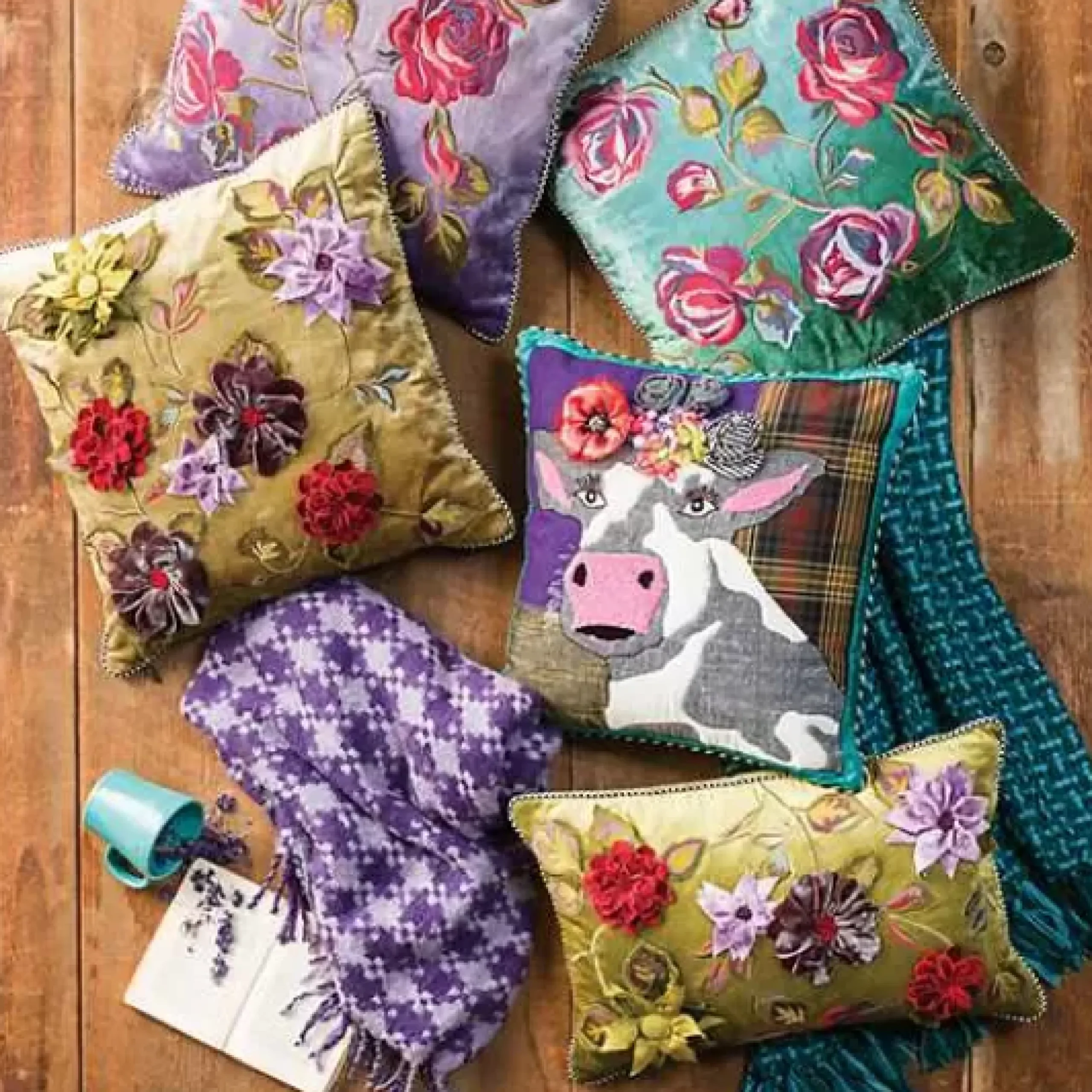 MacKenzie-Childs Frida Cowlo Throw Pillow< Pillows, Throws, & Cushions