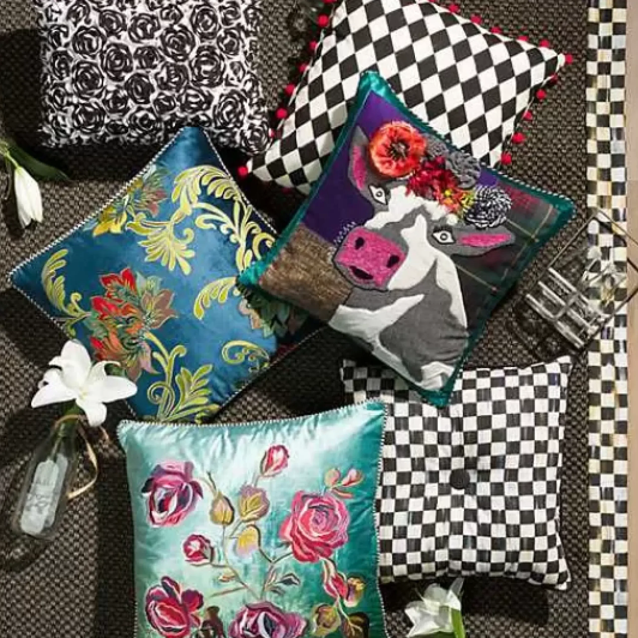 MacKenzie-Childs Frida Cowlo Throw Pillow< Pillows, Throws, & Cushions
