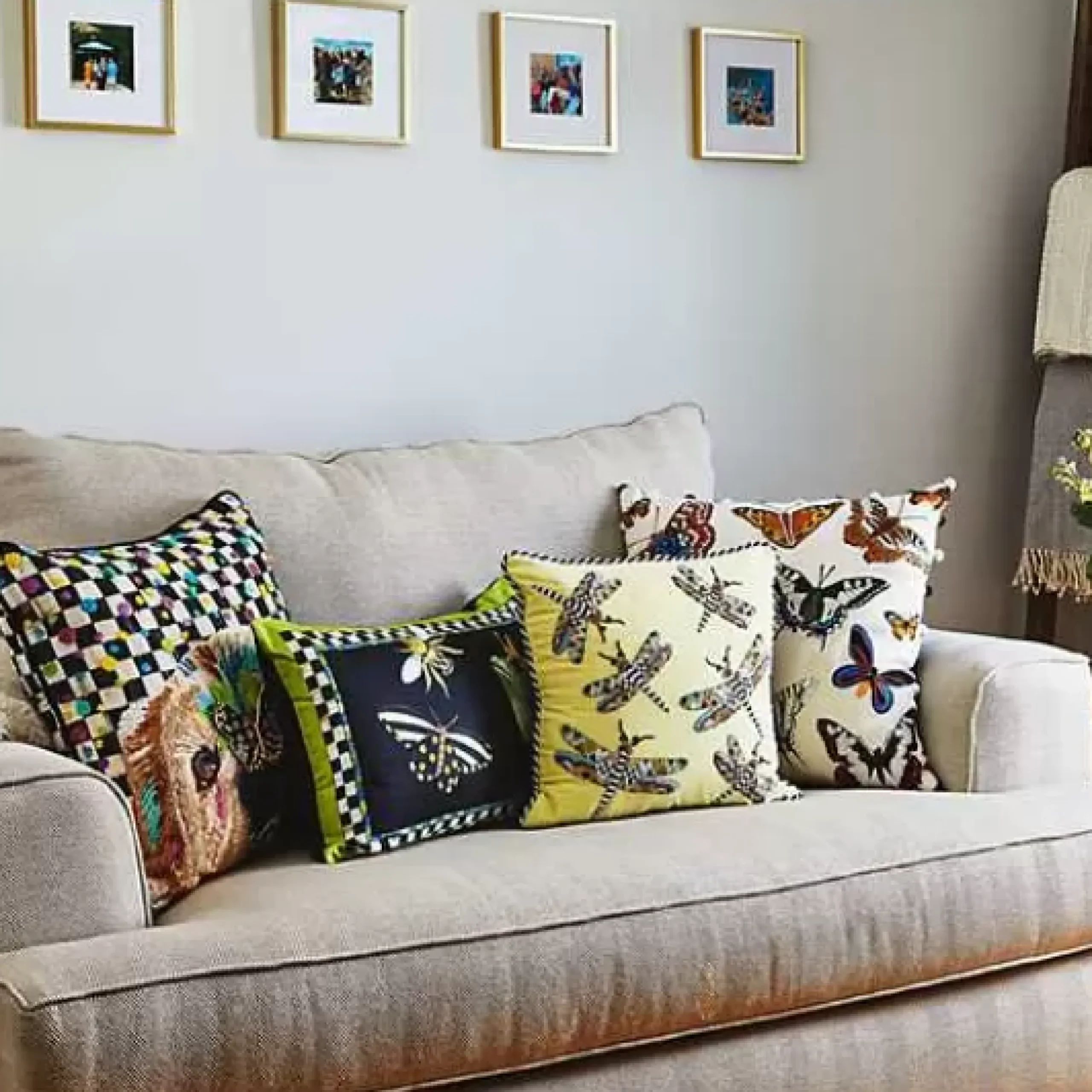 MacKenzie-Childs Frog and Bee Lumbar Pillow< Spring|Pillows, Throws, & Cushions