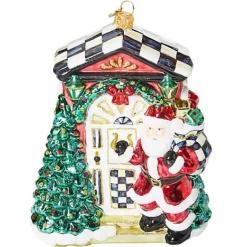 MacKenzie-Childs Front Door Santa Glass Ornament< Holiday