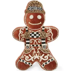 MacKenzie-Childs Gingerbread Boy Shaped Throw Pillow< Holiday|Pillows, Throws, & Cushions