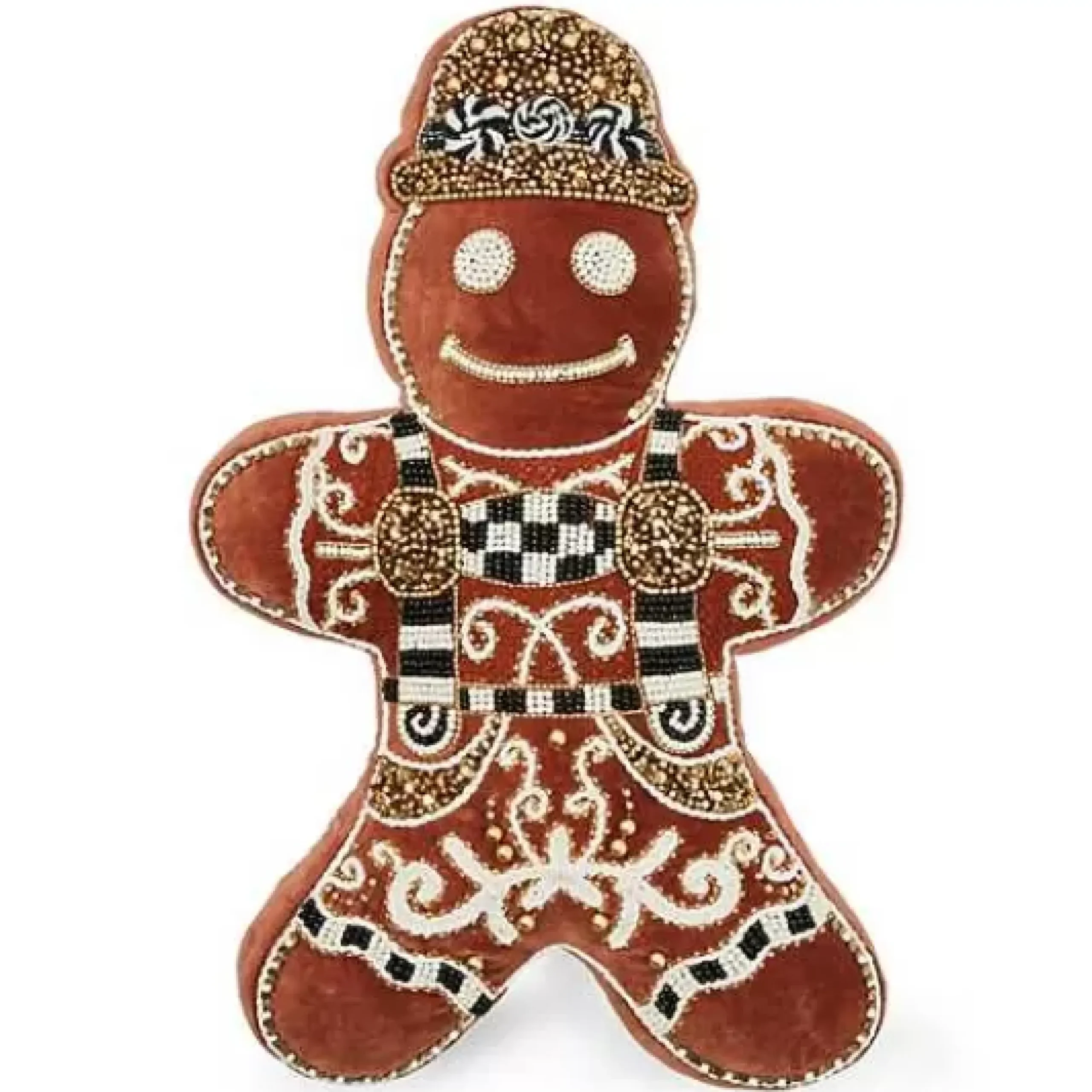MacKenzie-Childs Gingerbread Boy Shaped Throw Pillow< Holiday|Pillows, Throws, & Cushions