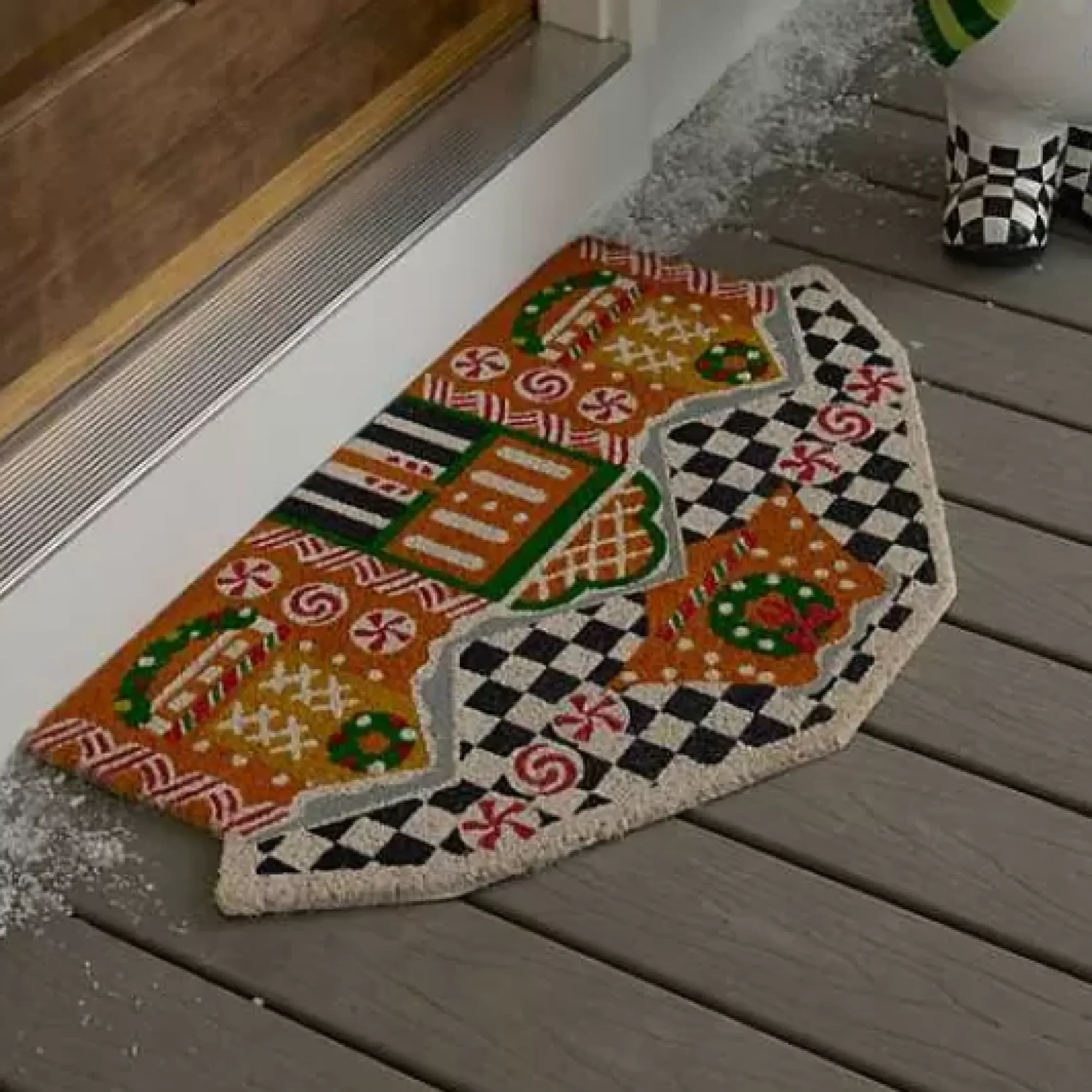 MacKenzie-Childs Gingerbread House Shaped Entrance Mat< Outdoor|Rugs
