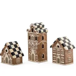 MacKenzie-Childs Gingerbread Illuminated Mini Houses, Set of 3< Holiday|Decor Sets