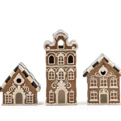 MacKenzie-Childs Gingerbread Illuminated Mini Houses, Set of 3< Holiday|Decor Sets
