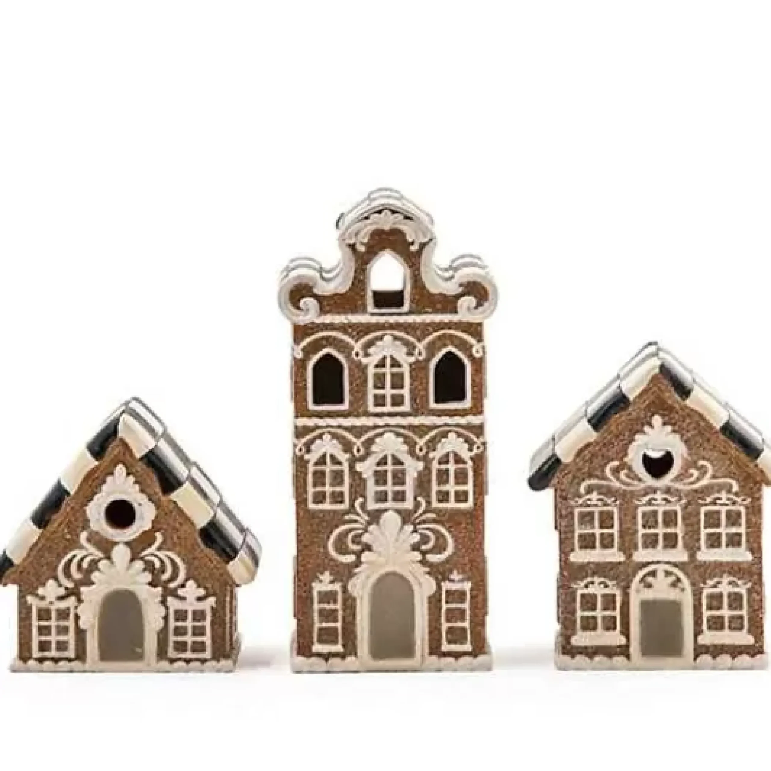 MacKenzie-Childs Gingerbread Illuminated Mini Houses, Set of 3< Holiday|Decor Sets