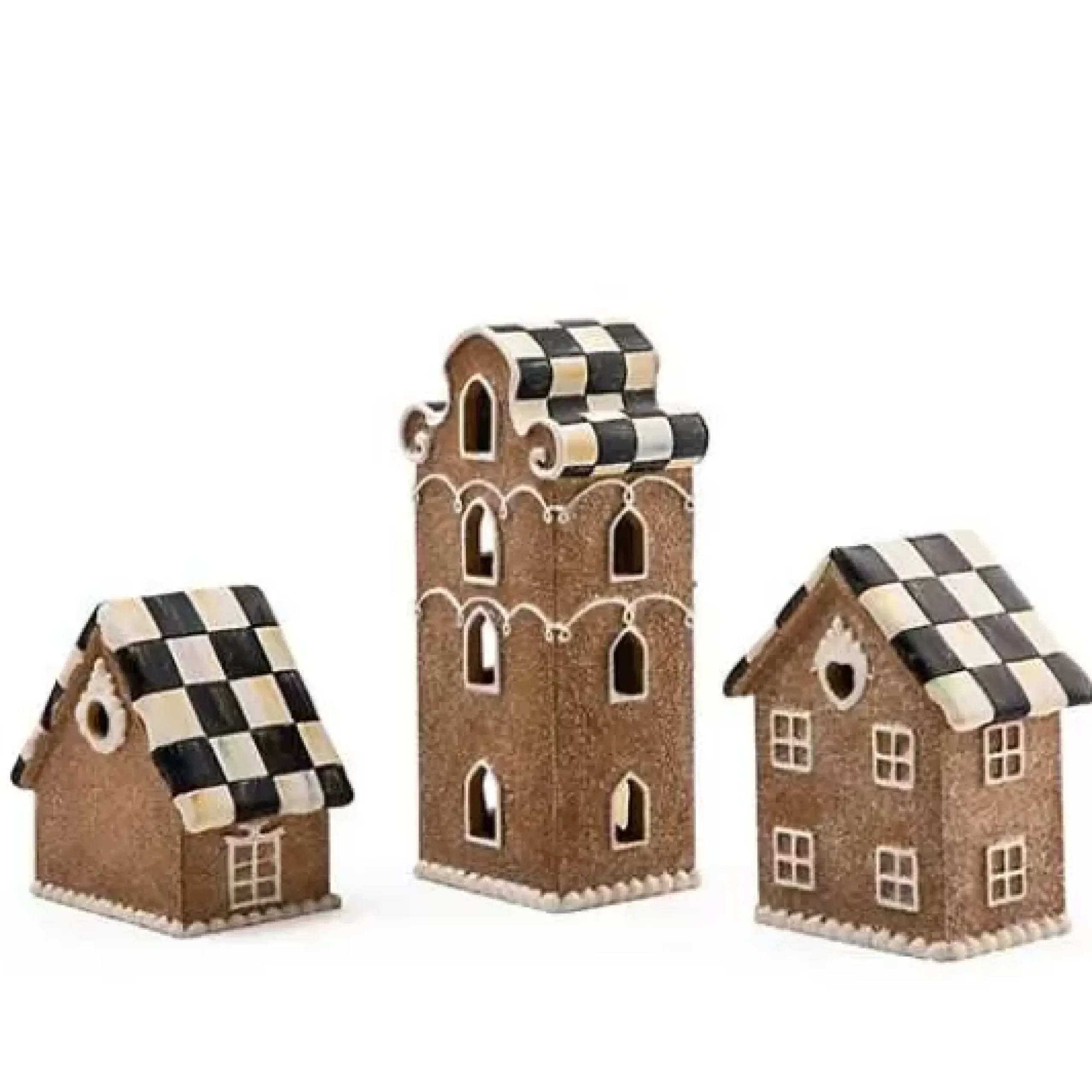 MacKenzie-Childs Gingerbread Illuminated Mini Houses, Set of 3< Holiday|Decor Sets