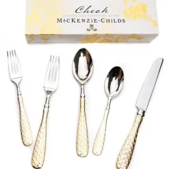 MacKenzie-Childs Gold Check Flatware 5-Piece Place Setting< Dinnerware & Flatware
